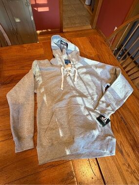 J. America Men's Light Gray Lace-Up Hooded Crewneck Sweater